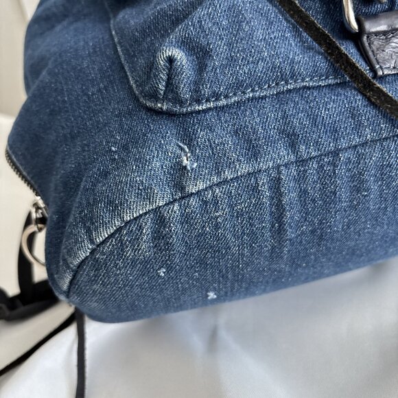 Rebecca Minkoff Denim Backpack Julian Style Vintage 2014-2016 Rare Hook Closure - Picture 9 of 16